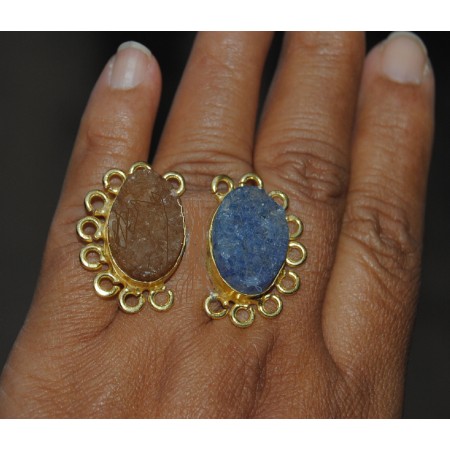  Gold Two Tone Druzy Cocktail Ring 